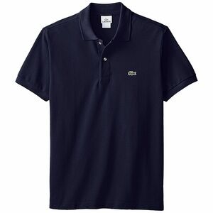 Lacoste Navy Pique Polo with Embroidered Crocodile